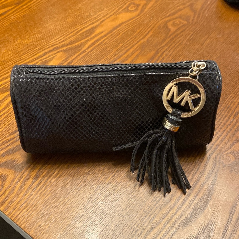 Limited Edition Michael Kors Black Snakeskin Print Cosmetic Bag